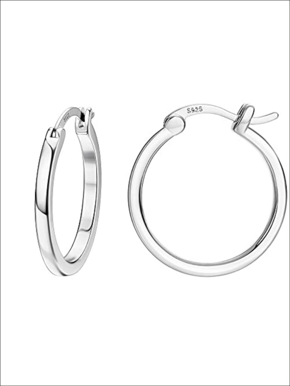 18K Gold Plated 925 Sterling Silver Hoop Earrings Hypoallergenic Square Tube